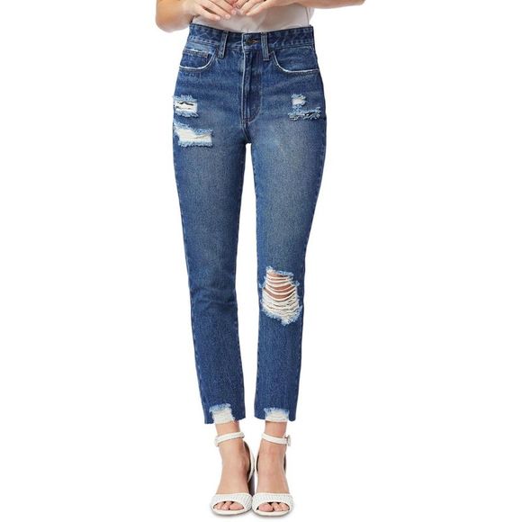 Sam Edelman Womens The Stiletto Blue Distressed High Rise Ankle Jeans NWT - Picture 1 of 2